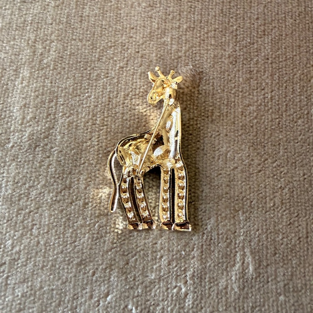 Mint Giraffe Crystal Rhinestone Multicolor Brooch Pin Gold Tone Animal Jewelry - Picture 3 of 3